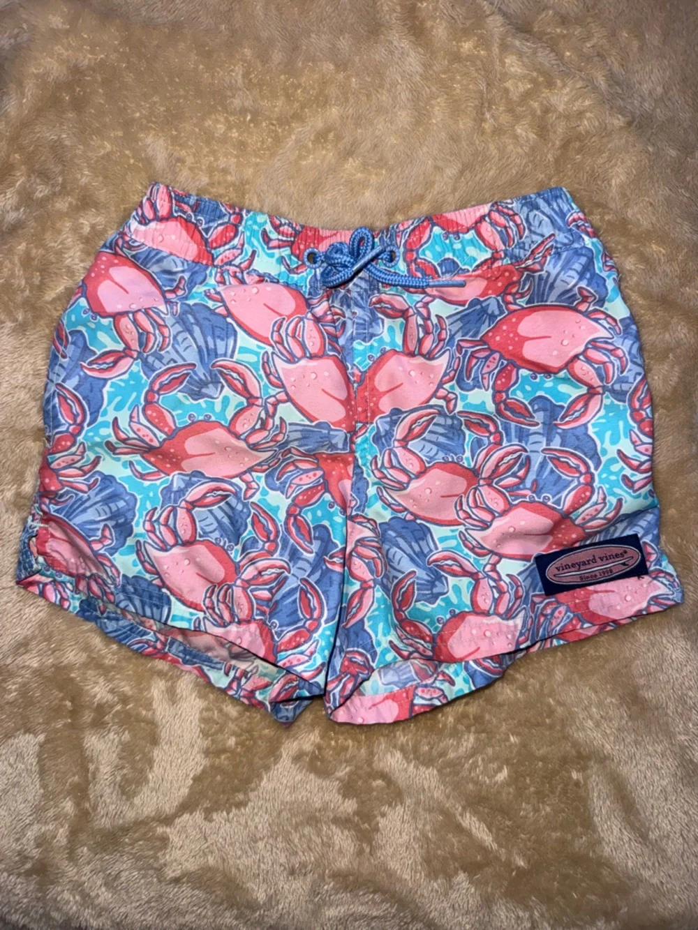 Vineyard Vines Crab Print Swim Shorts - Pink & Aqua 4T boys